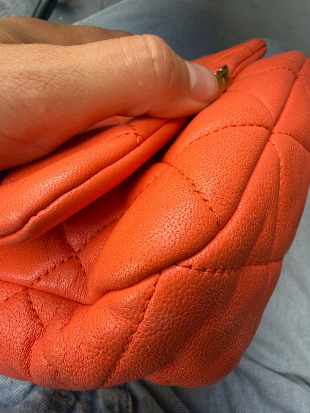 Chanel 19 Orange Quilted Chain belt bag